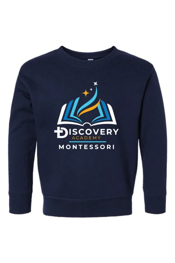 Toddler Fleece Crewneck Sweatshirt. Montessori Logo in As Shown —