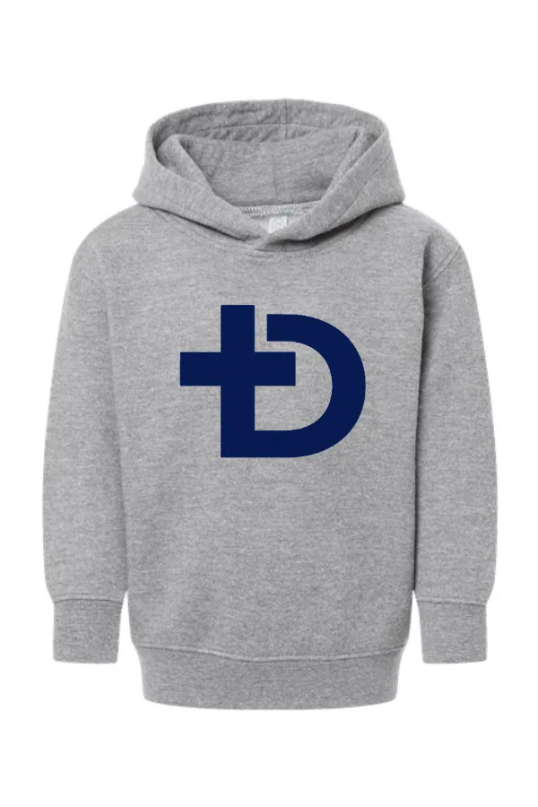 Jersey-lined Toddler Pullover Fleece Hoodie- Cross Logo in As Shown — 