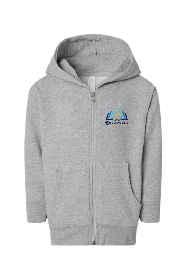 Topstitched Toddler Full-Zip Fleece Hoodie Sweatshirt Academy Logo in Heather Gray —