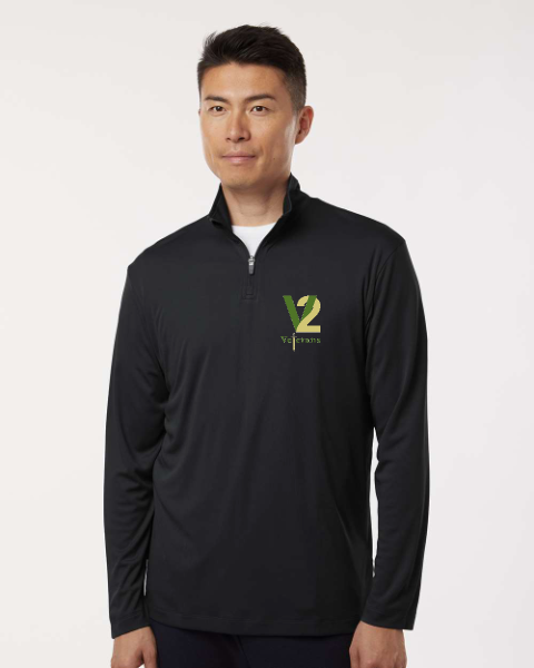 Team 365 Mens Performance Quarter Zip Pullover Sweater in Black — 41870