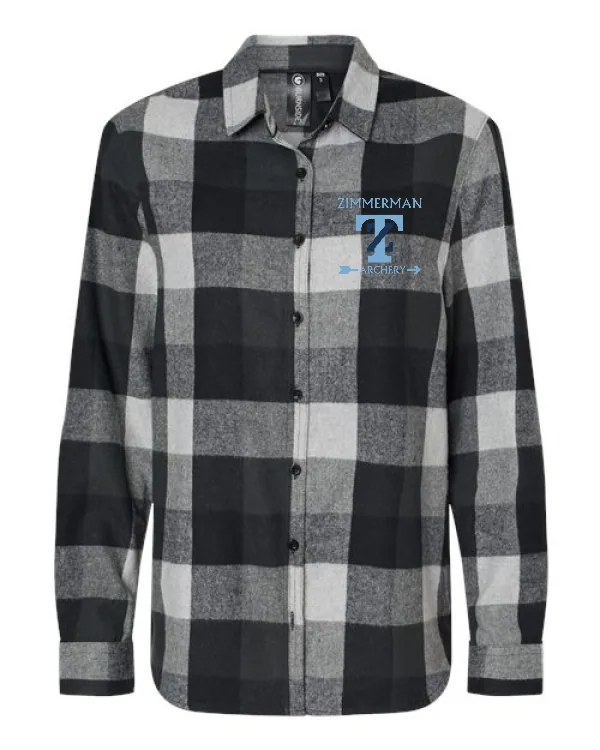 oz./yd², Women's Boyfriend Flannel in Black/ Grey —