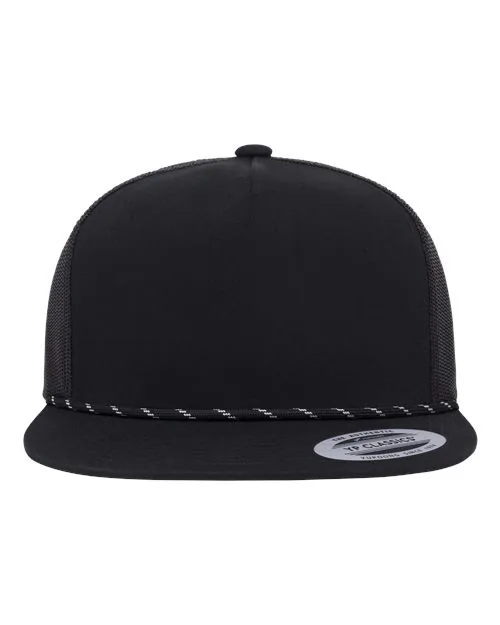 YP Classics Classic Five-Panel Trucker Rope Cap in Black — 6006BD