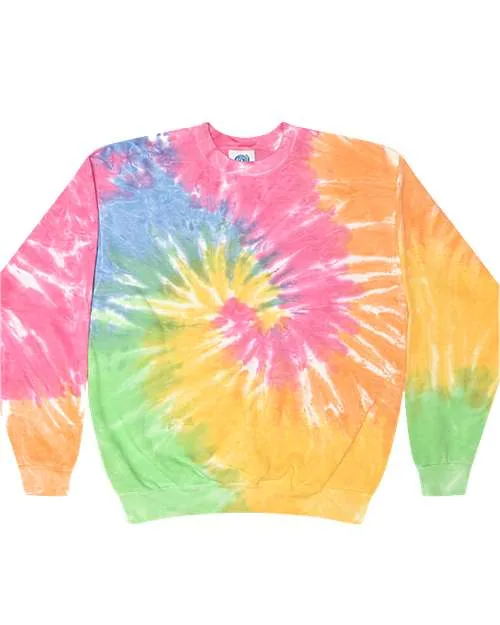 Colortone Tie-Dyed Fleece Crewneck Sweatshirt in Eternity — 8100