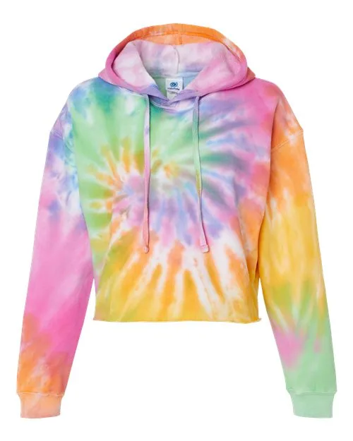 Colortone Women's Tie-Dyed Crop Hooded Sweatshirt in Eternity — 8333