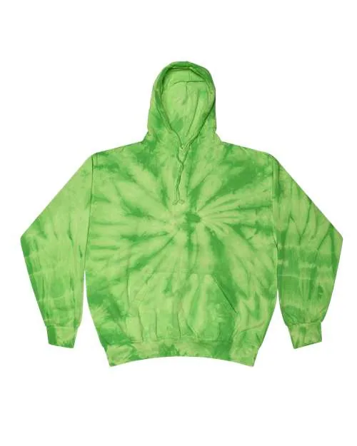 Colortone Youth Tie-Dyed Hooded Sweatshirt in Spider Lime — 8777Y