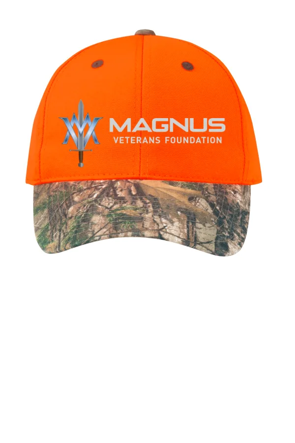 Port Enhanced Visibility Cap with Camo Brim in Orange Blaze/ Mossy Oak New Break-Up — C804