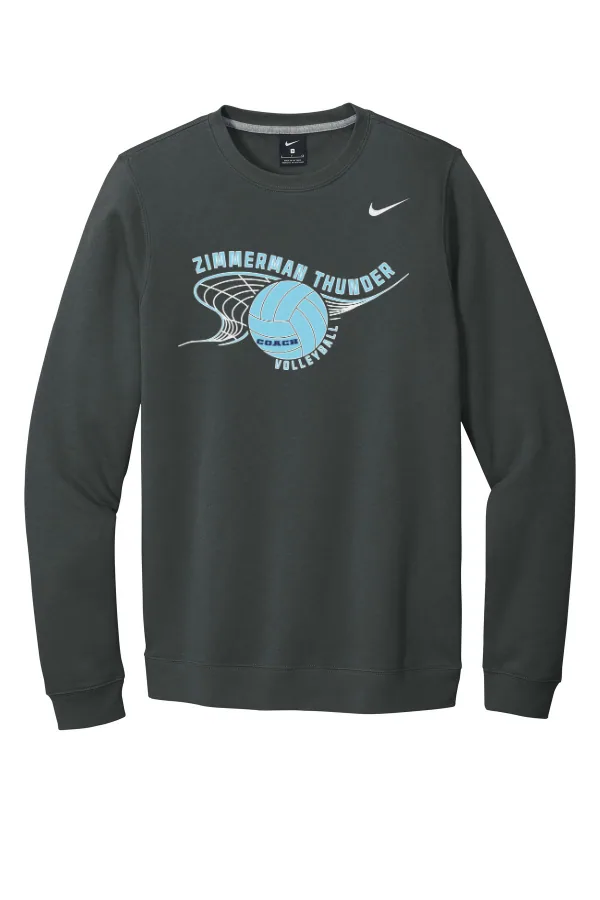 Nike Club Fleece Crew CJ1614 LOGO 3 in Anthracite — CJ1614