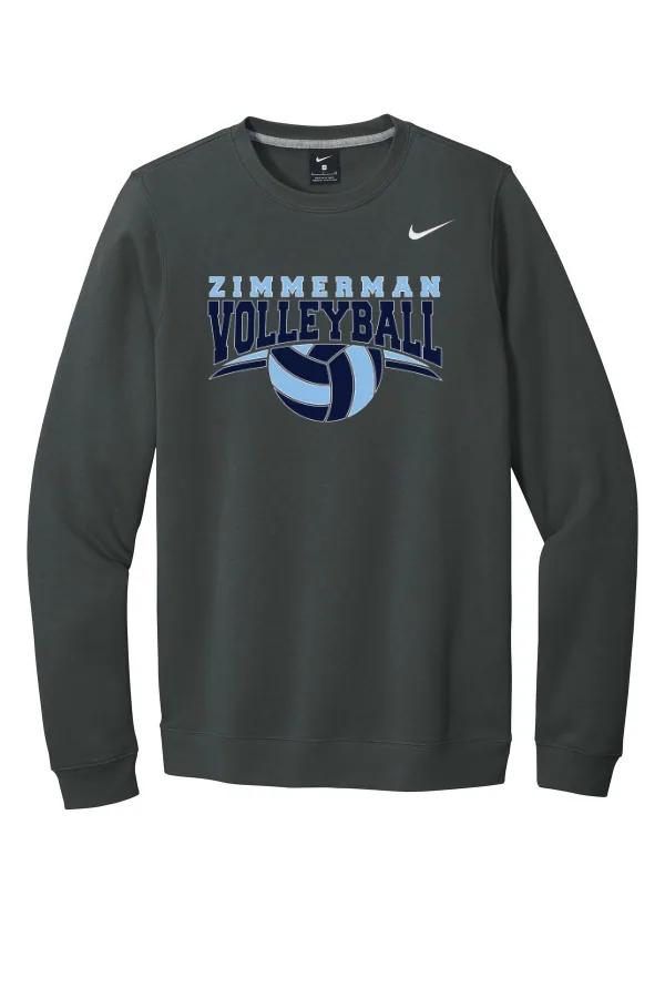Nike Club Fleece Crew CJ1614 LOGO 1 in Anthracite — CJ1614