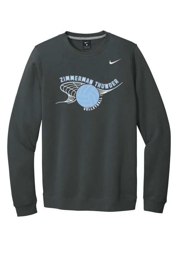 Nike Club Fleece Crew CJ1614 LOGO 3 in Anthracite — CJ1614