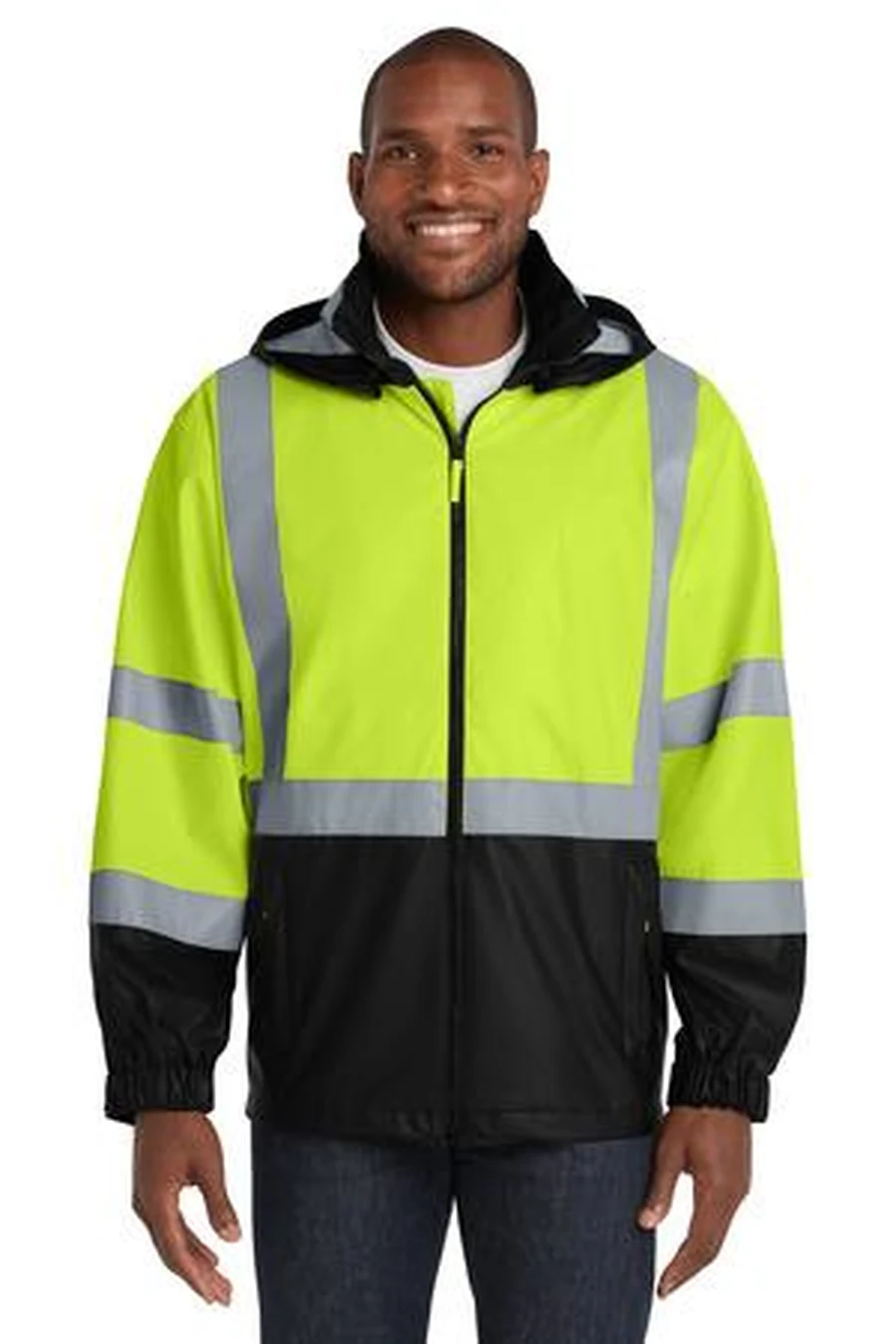 CornerStone (SanMar) ANSI 107 Class 3 Hi-Vis Full-Zip Jacket in Safety Yellow/Black — CSJ25