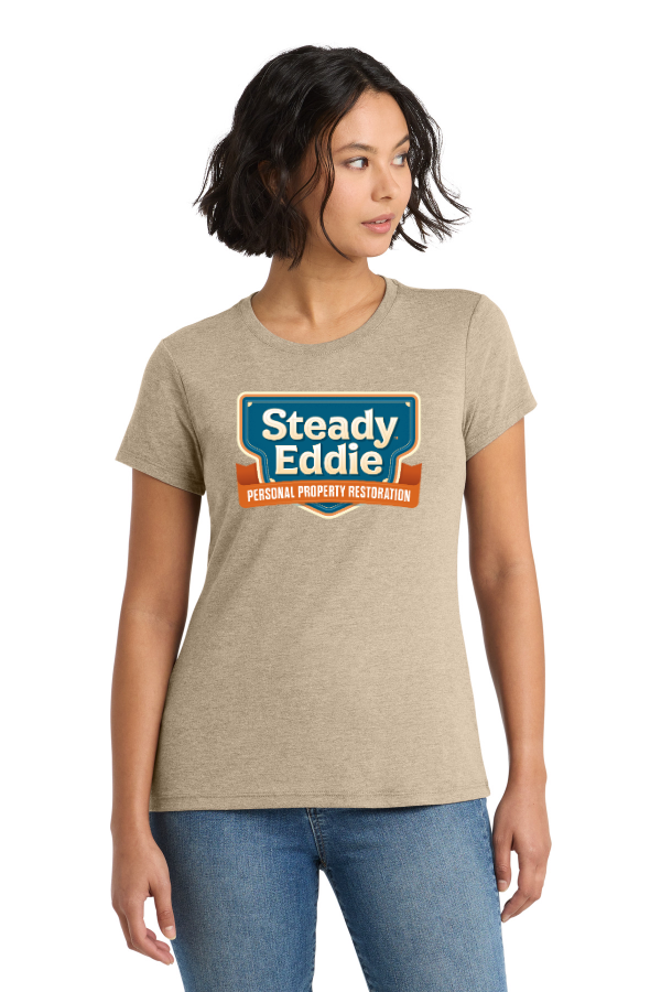 District Women's Perfect Tri Tee in Desert Tan Heather — DM130L