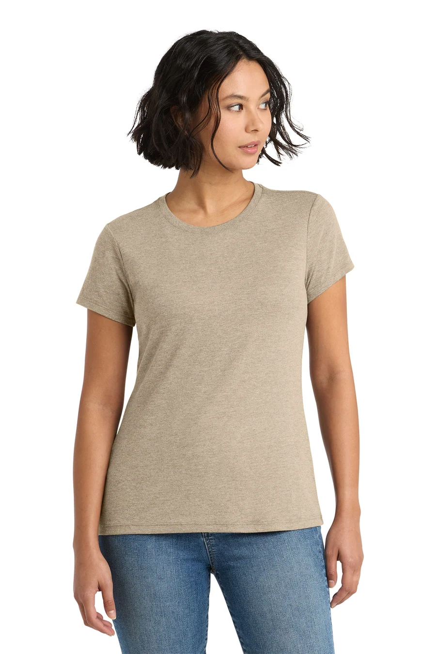 District Women's Perfect Tri Tee in Desert Tan Heather — DM130L