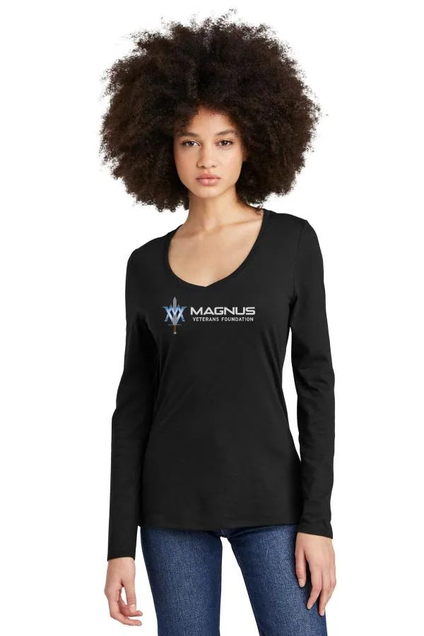 District Women s Perfect Tri Long Sleeve V-Neck Tee DT135 in As Shown — DT135