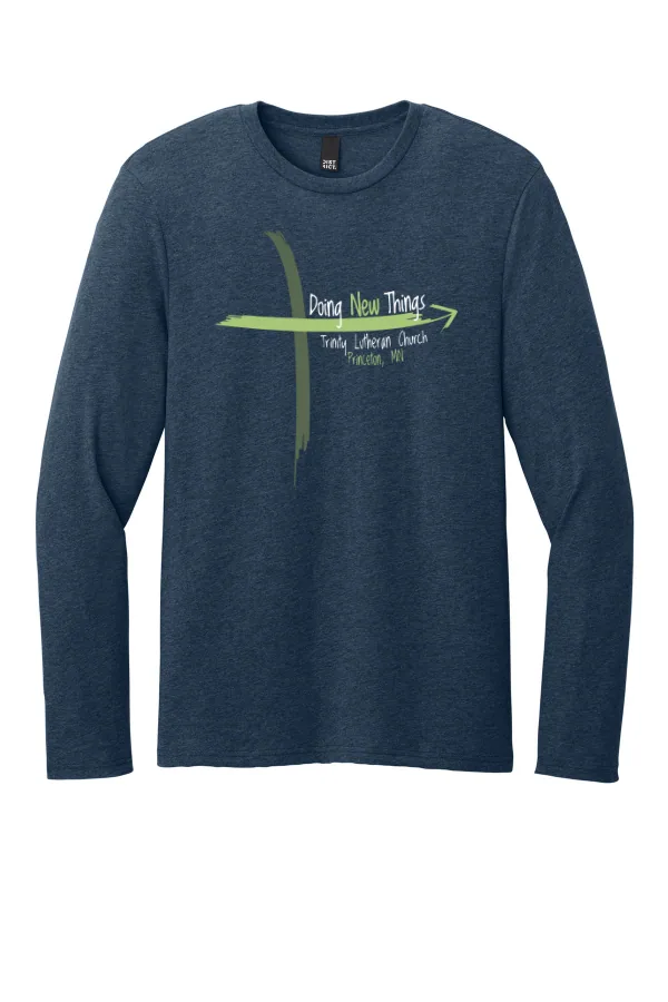 District Adult Long Sleeve (Printed) in Heather Navy — DT185