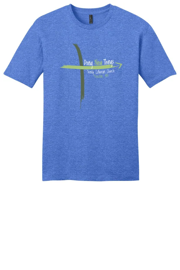District Adult Tee (Printed) in Heather Navy — DT6000