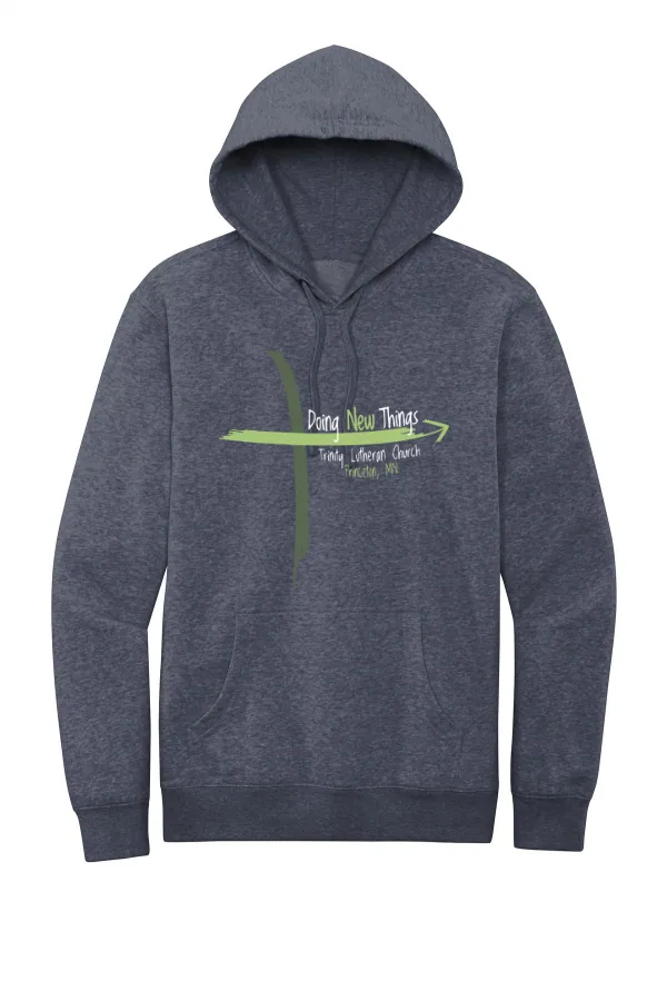 District Adult Fleece Hoodie (Printed) in Heather Navy — DT6100