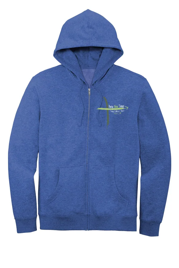 District Adult Full-Zip Hoodie (Printed) in Heather Navy — DT6102