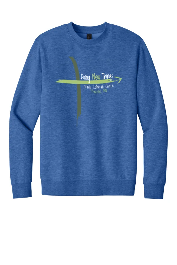 District Adult Fleece Long Sleeve (Printed) in Heather Navy — DT6104