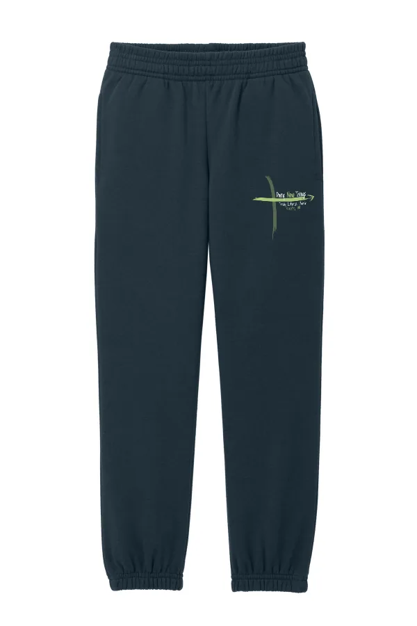 District Youth Fleece Sweatpants (Printed) in Black — DT6112Y