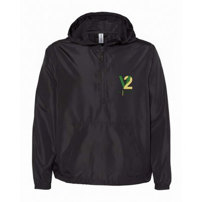 Independent Trading Co. Unisex Lightweight Quarter-Zip Windbreaker Pullover Jacket in Army Green/Black Zipper — EXP54LWP