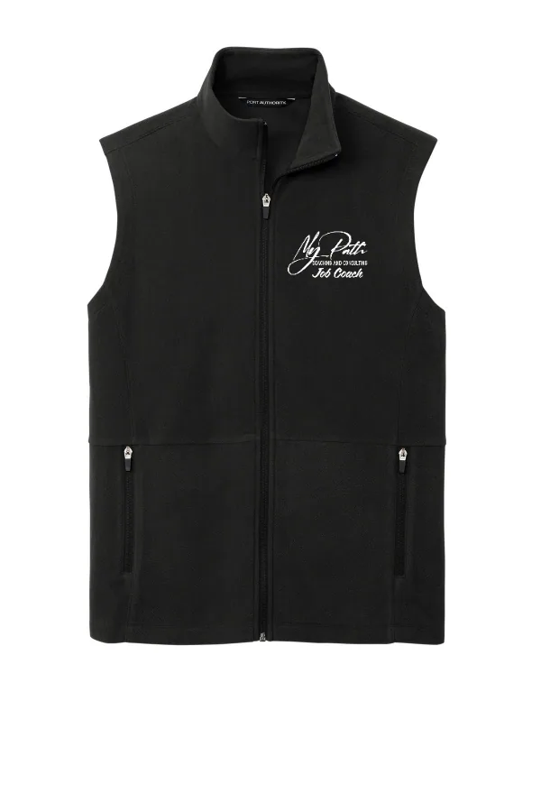 Port Accord Microfleece Vest F152. Logo 2. EMBROIDERED in Black — F152