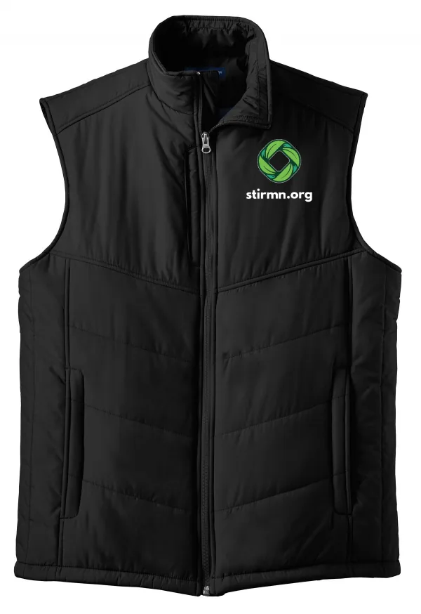 Port Puffy Vest Embroidery in Black/ Black — J709
