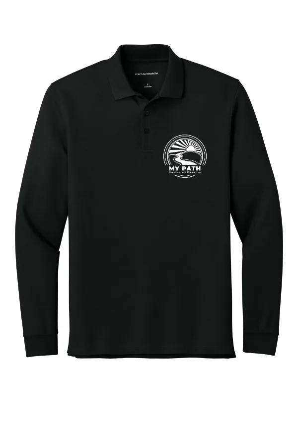 Port Wearever Signature Pique Long Sleeve Polo K200LS. Logo 2. EMBROIDERED in As Shown — K200LS