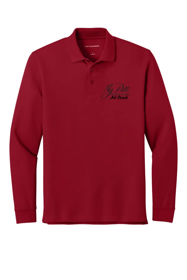 Port Wearever Signature Pique Long Sleeve Polo K200LS. Logo 3. EMBROIDERED in As Shown — K200LS