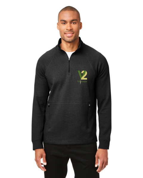 North End NORTH END Men's Rhythm Waffle Pullover in Black — KGSWH-JPDXR