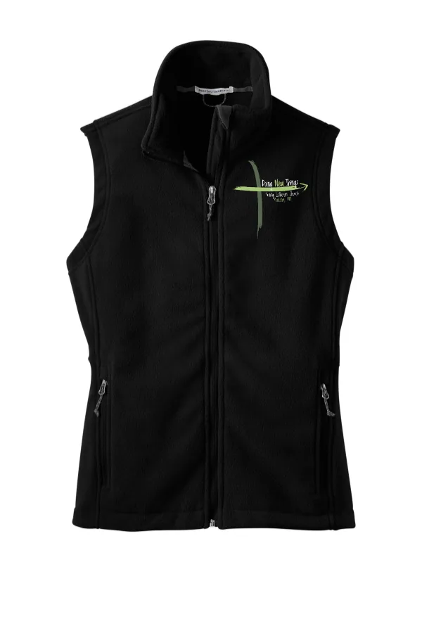 Port Women's Fleece Vest (Embroidered) in Black — L219