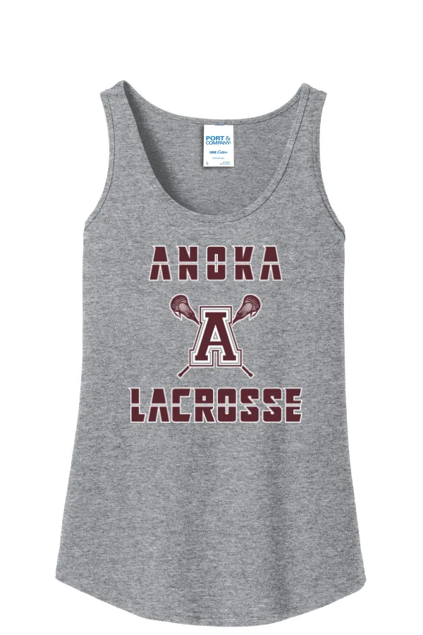 Port Port & Co Women s Core Cotton Tank Top Logo 3 in Athletic Heather — LPC54TT