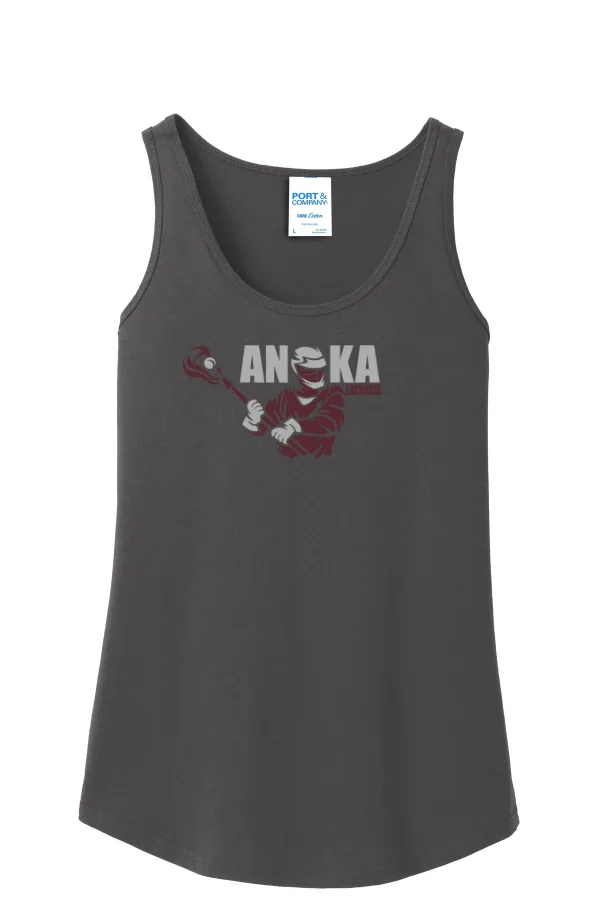 Port Port & Co Women s Core Cotton Tank Top Logo 4 in Athletic Heather — LPC54TT