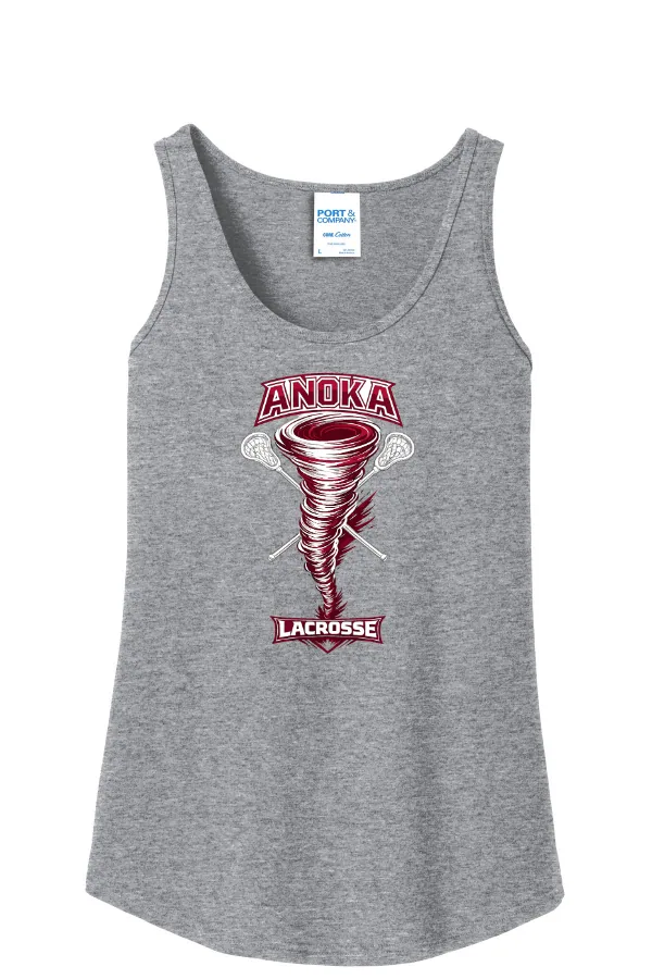 Port Port & Co Women s Core Cotton Tank Top Logo 8 in Athletic Heather — LPC54TT