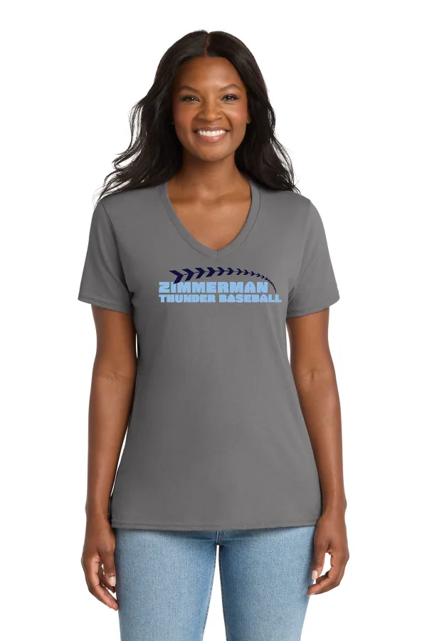 Port Port & Co Women s Core Cotton V-Neck Tee Logo 2 in As Shown — LPC54V
