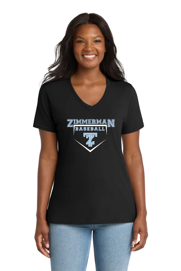 Port Port & Co Women s Core Cotton V-Neck Tee Logo 5 in As Shown — LPC54V