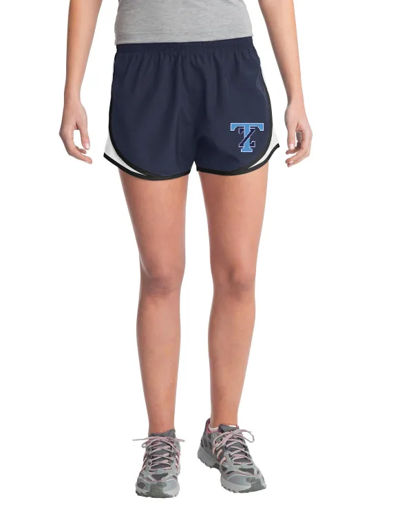 Sport-Tek Women s Cadence Short in Black/ True Royal/ White — LST304