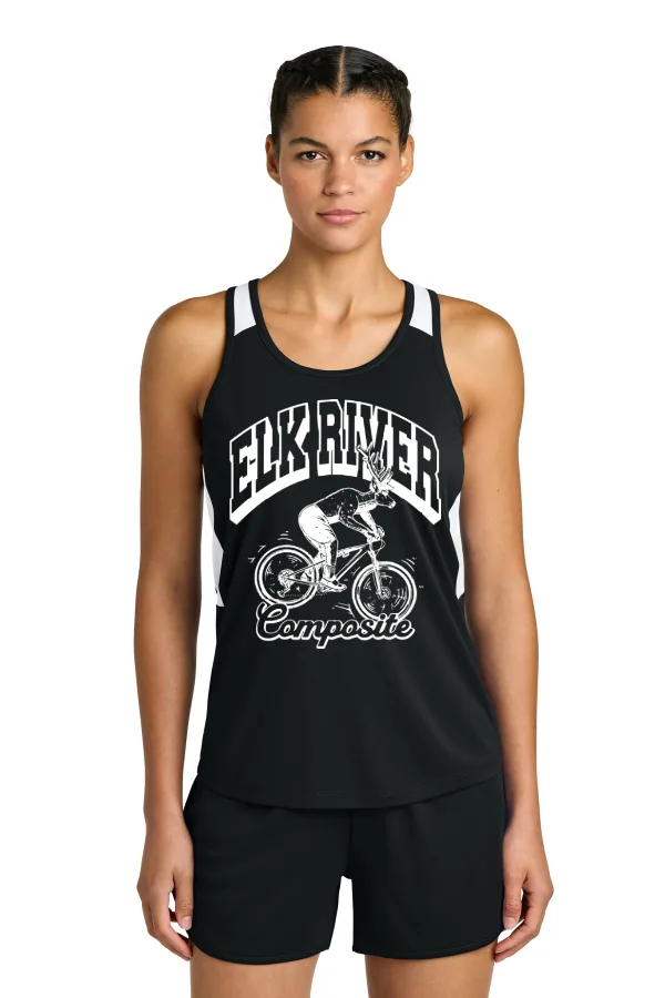 Sport-Tek Women s Club Track Tank LST446 in Black/White — LST446