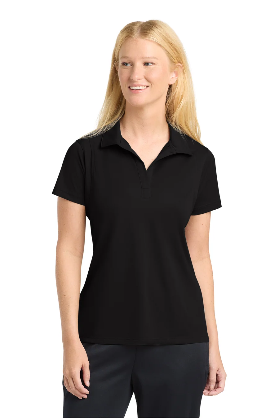 Sport-Tek (SanMar) Ladies Micropique Sport-Wick Polo in Black — LST650