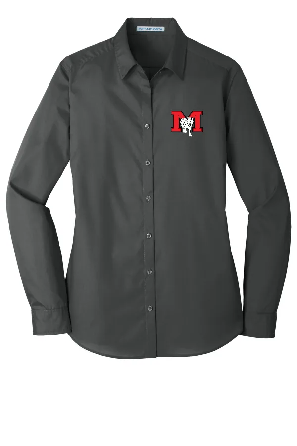 Port Women s Long Sleeve Carefree Poplin Shirt in Graphite — LW100