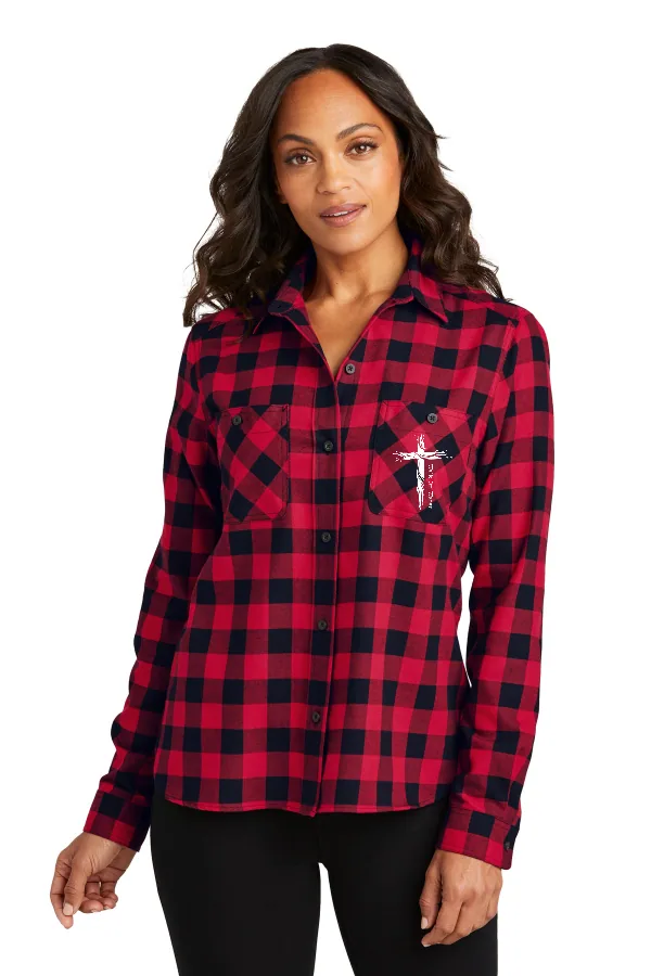Port Women's Plaid Flannel Shirt Water Drip Logo (Printed) in As Shown — LW669