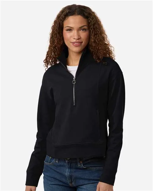 North End Women's Mantra Half-Zip Ottoman Pullover in Black — NE220W