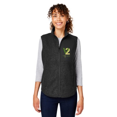 North End Ladies' Aura Sweater Fleece Vest in Black/Black — NE714W