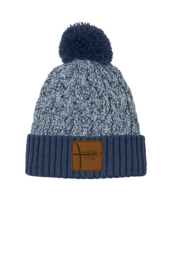 New New Era Pom Beanie in Black/ Graphite/ White — NE910