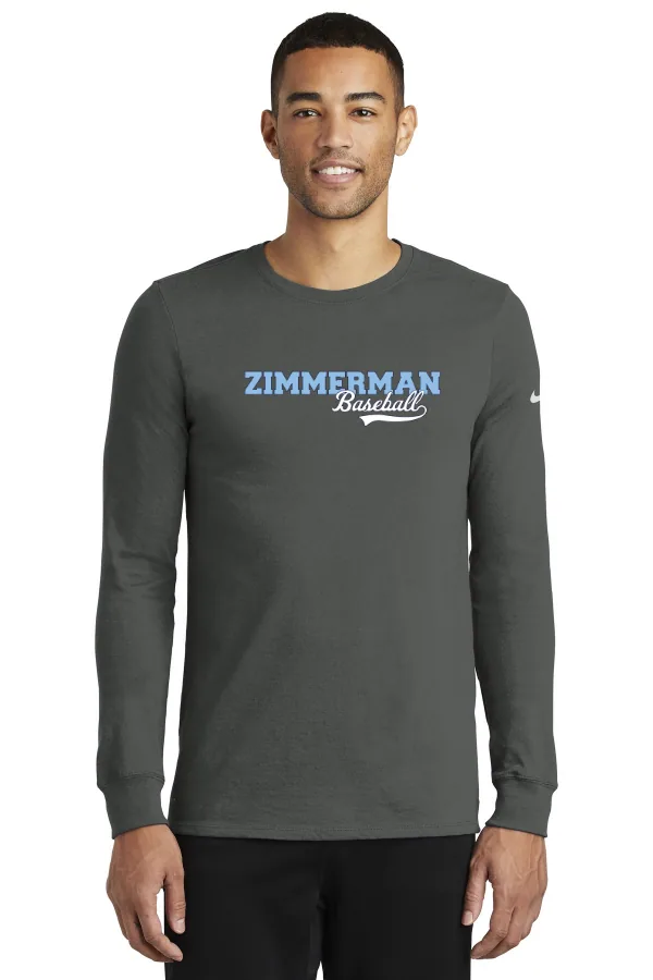 Nike Dri-FIT Cotton/Poly Long Sleeve Tee Logo 1 in Anthracite — NKBQ5230