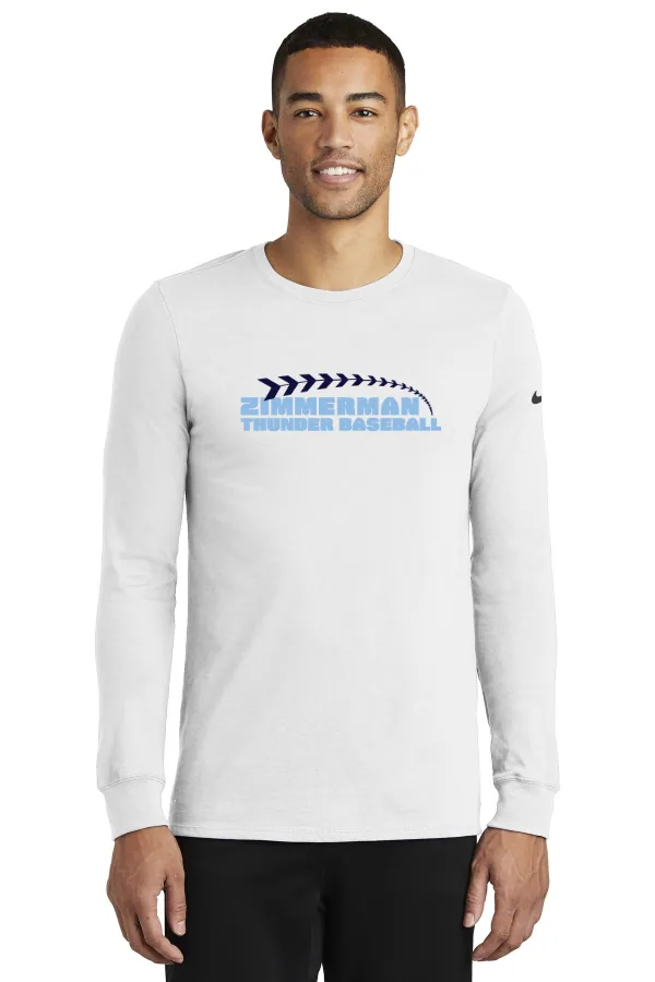 Nike Dri-FIT Cotton/Poly Long Sleeve Tee Logo 2 in Anthracite — NKBQ5230
