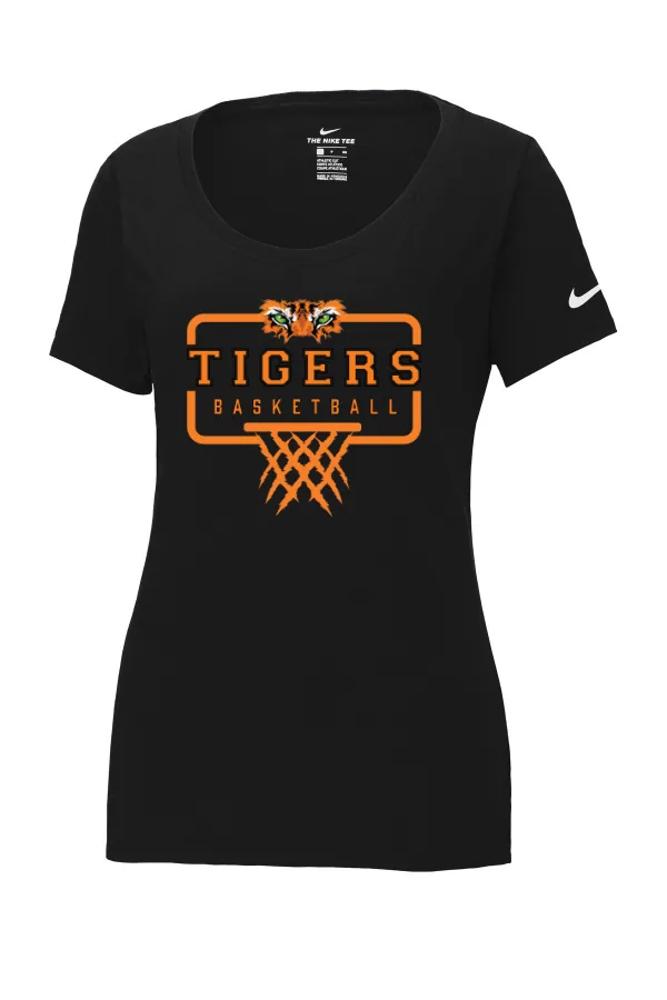 Nike Women s Dri-FIT Cotton/Poly Scoop Neck Tee-Logo 1 in Anthracite — NKBQ5234