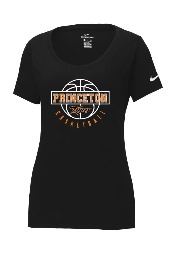 Nike Women s Dri-FIT Cotton/Poly Scoop Neck Tee- Logo 2 in Anthracite — NKBQ5234