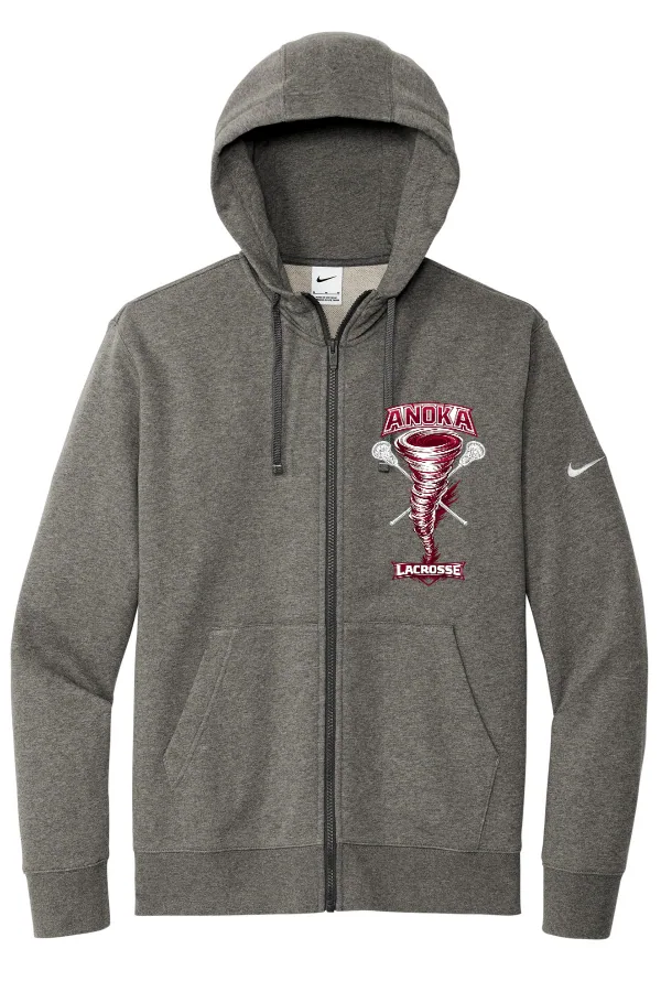 Nike Club Fleece Sleeve Swoosh Full-Zip Hoodie NKDR1513 Logo 8 in Black — NKDR1513