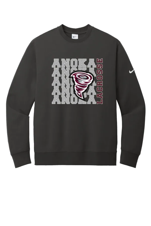 Nike Club Fleece Sleeve Swoosh Crew NKFD9863 Logo 2 in Anthracite — NKFD9863
