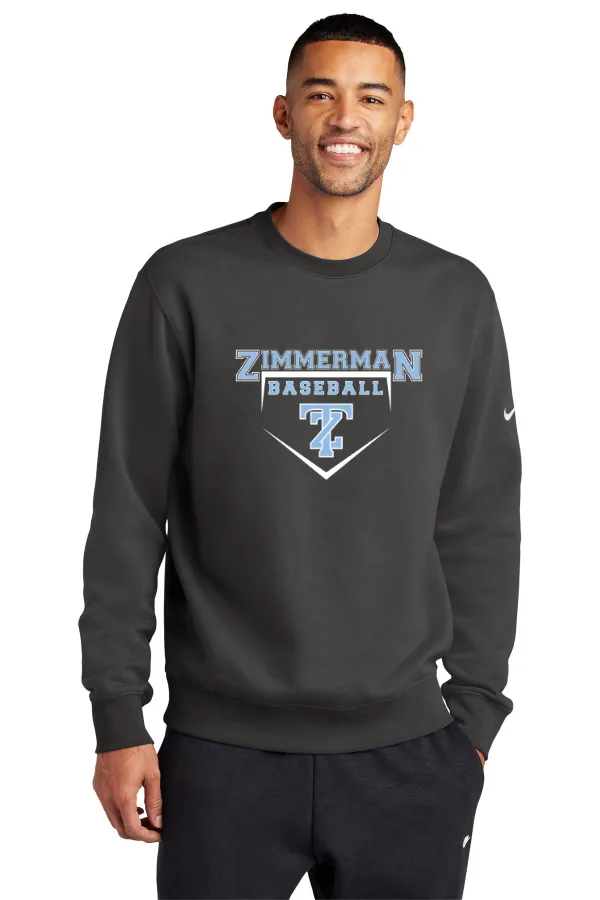 Nike Club Fleece Sleeve Swoosh Crew NKFD9863 Logo 5 in As Shown — NKFD9863